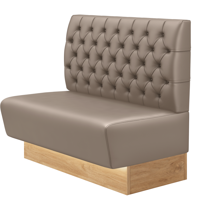 DENVER BIG | Gastrobank | B:H 100 x 103 cm | Taupe | Chesterfield | Leder | LED