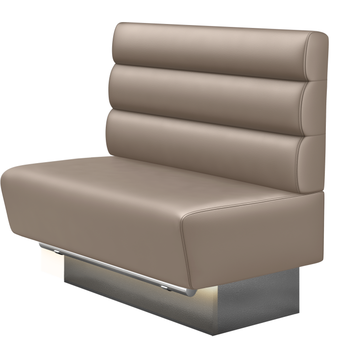 DENVER BIG | Gastro Hochbank | B:H 100 x 126 cm | Taupe | Horizontal Gestreift Rund | Leder | LED