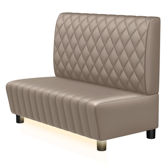 MATILDA | Gastro Lounge Bank | B:H 100 x 94 cm | Taupe | Raute | Leder | LED