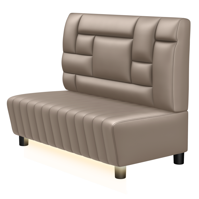 MATILDA | Gastro Lounge Bank | B:H 100 x 94 cm | Taupe | Tetris Design | Leder | LED