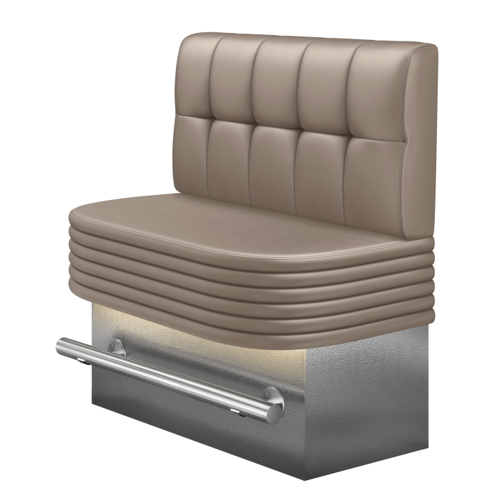 MATTHIAS | Gastro Hochbank | B:H 100 x 126 cm | Taupe | Button | Leder | LED