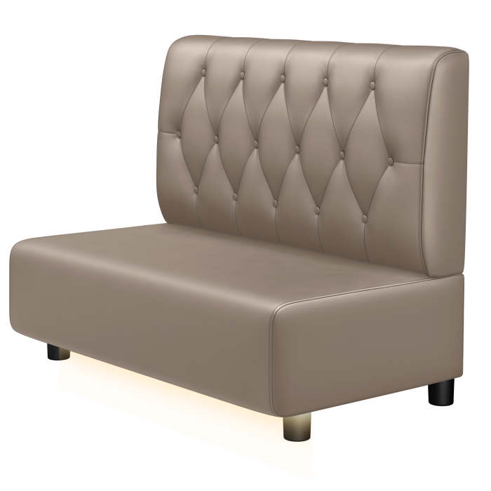 MELISSA | Gastro Lounge Bank | B:H 100 x 94 cm | Taupe | Chesterfield Raute | Leder | LED