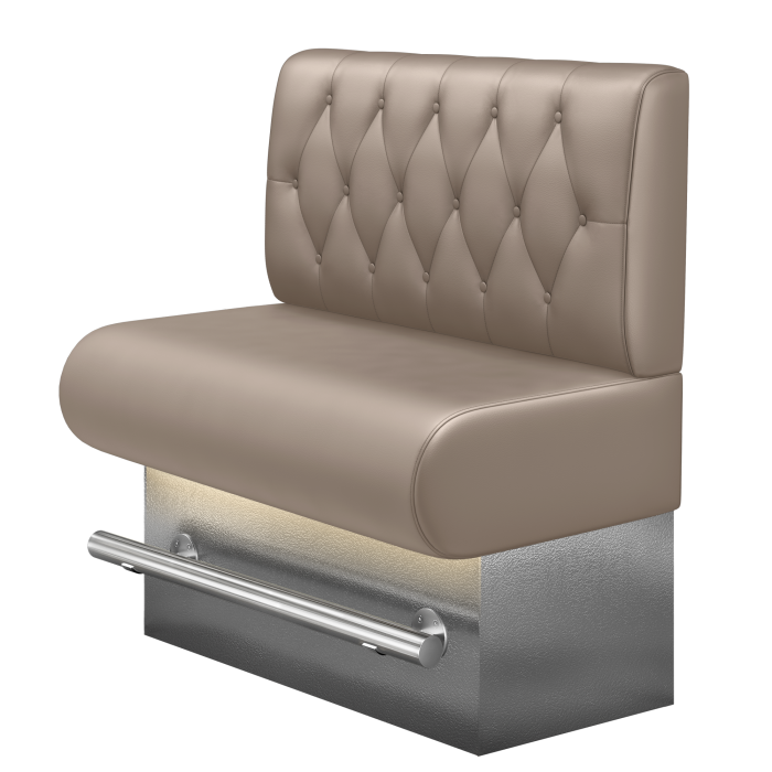 NINVA | Gastro Hochbank | B:H 100 x 126 cm | Taupe | Chesterfield Raute | Leder | LED