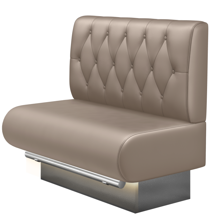 NINVA | Gastro Hochbank | B:H 100 x 136 cm | Taupe | Chesterfield Raute | Leder | LED