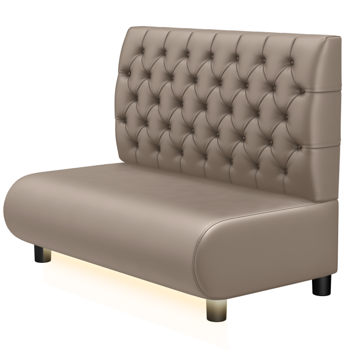 NINVA | Gastro Lounge Bank | B:H 100 x 94 cm | Taupe | Chesterfield | Leder | LED