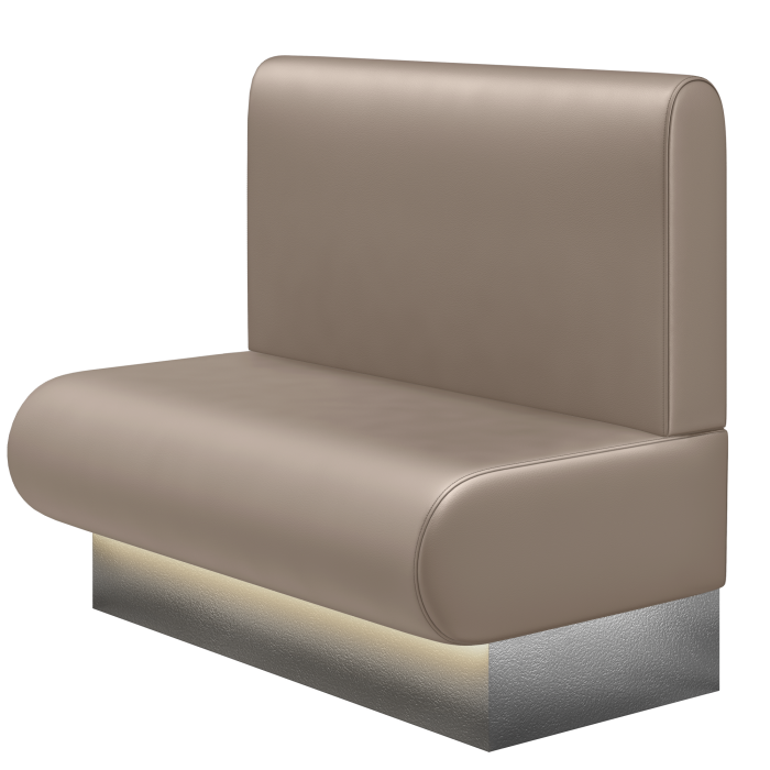 NINVA | Gastrobank | B:H 100 x 103 cm | Taupe | Glatt/ Rund | Leder | LED