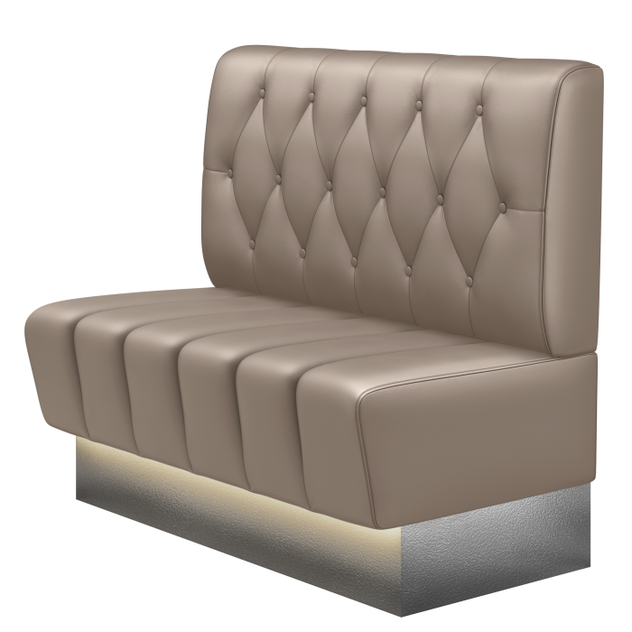 TANJA | Gastrobank | B:H 100 x 103 cm | Taupe | Chesterfield Raute | Leder | LED