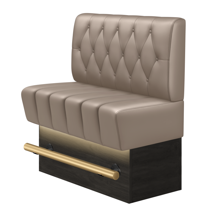 TANJA | Gastro Hochbank | B:H 100 x 136 cm | Taupe | Chesterfield Raute | Leder | LED