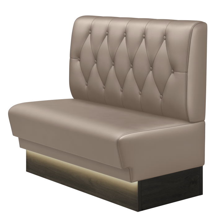 TATJANA | Gastrobank | B:H 100 x 103 cm | Taupe | Chesterfield Raute | Leder | LED