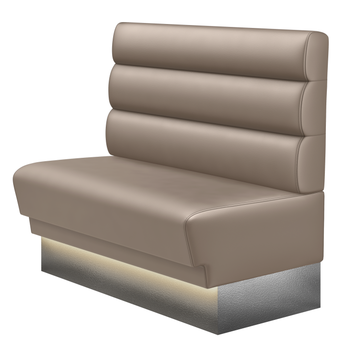 TATJANA | Gastrobank | B:H 100 x 103 cm | Taupe | Horizontal Gestreift Rund | Leder | LED