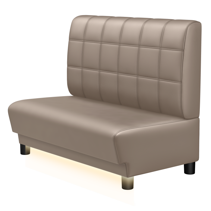 TATJANA | Gastro Lounge Bank | B:H 100 x 94 cm | Taupe | Blocks | Leder | LED