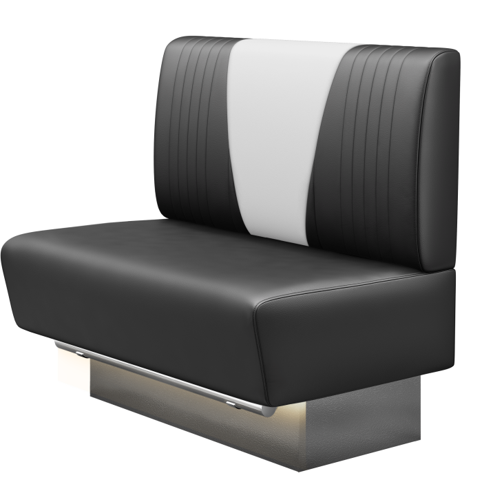 DINER V | Gastro Hochbank | B:H 100 x 126 cm | Schwarz | Gestreift | Leder | LED