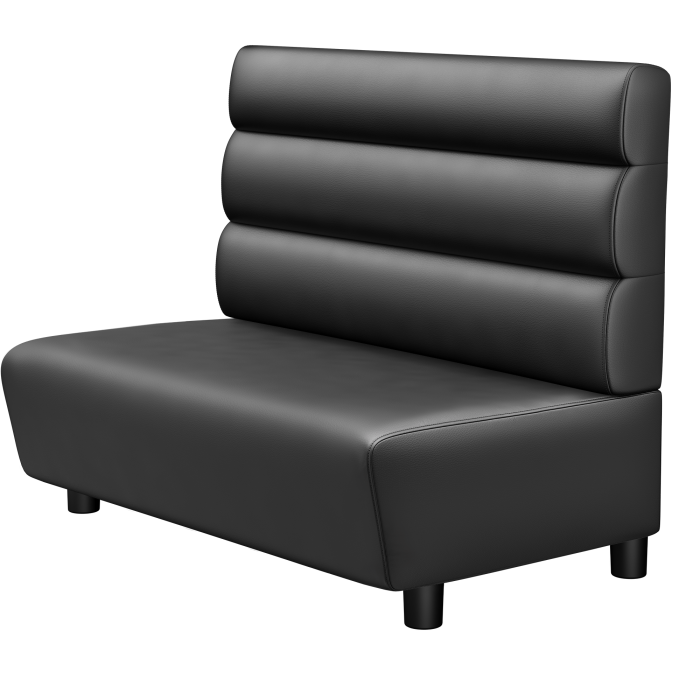 DENVER BIG | Gastrobank | B:H 100 x 103 cm | Schwarz | Horizontal Gestreift Rund | Leder