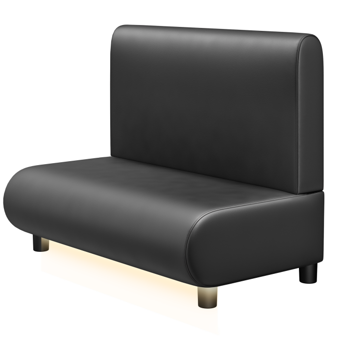 NINVA | Gastrobank | B:H 100 x 103 cm | Schwarz | Glatt/ Rund | Leder | LED