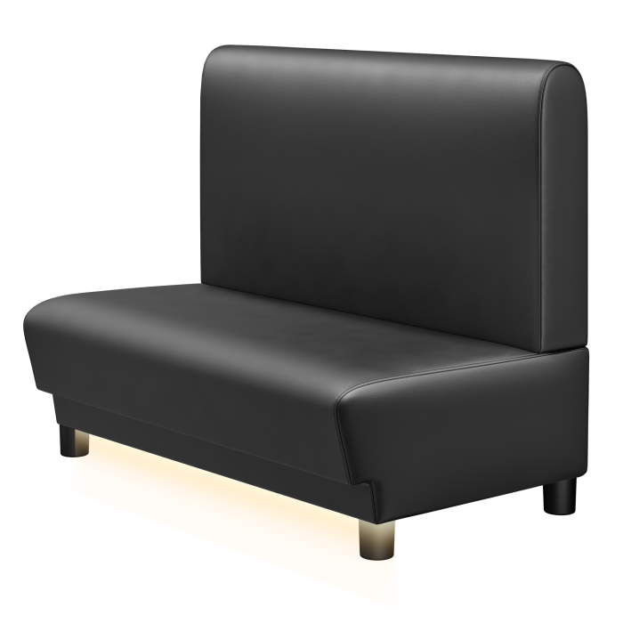 TATJANA | Gastrobank | B:H 100 x 103 cm | Schwarz | Glatt/ Rund | Leder | LED