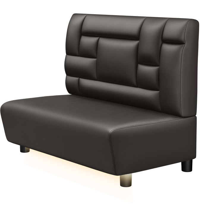 DENVER BIG | Gastrobank | B:H 100 x 103 cm | Braun | Tetris Design | Leder | LED