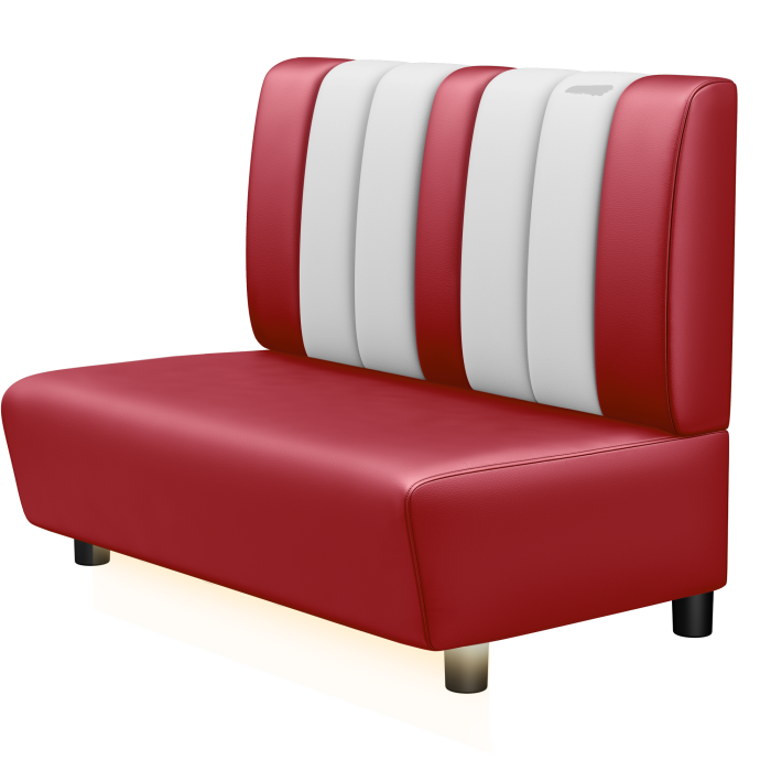 DINER | Gastrobank | B:H 100 x 103 cm | Rot | Gestreift | Leder | LED
