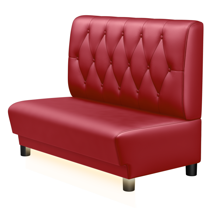 TATJANA | Gastrobank | B:H 100 x 103 cm | Rot | Chesterfield Raute | Leder | LED