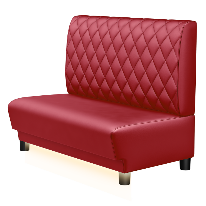 TATJANA | Gastrobank | B:H 100 x 103 cm | Rot | Raute | Leder | LED