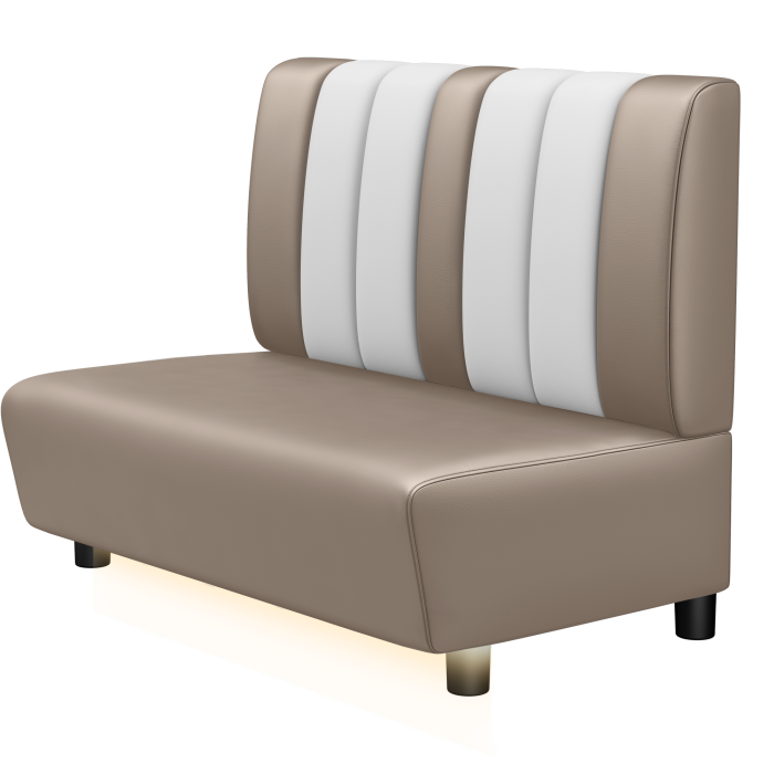 DINER | Gastrobank | B:H 100 x 103 cm | Taupe | Gestreift | Leder | LED