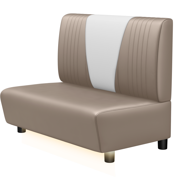 DINER V | Gastro Lounge Bank | B:H 100 x 94 cm | Taupe | Gestreift | Leder | LED