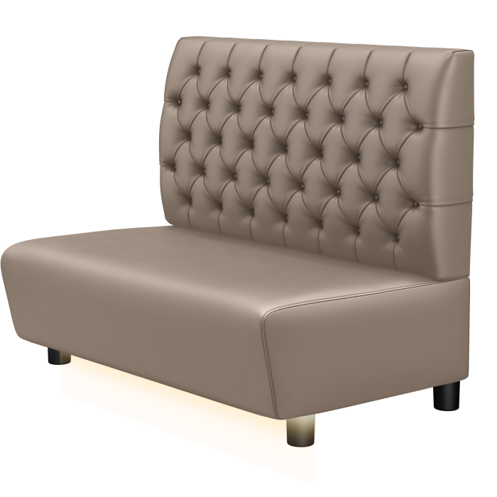 DENVER BIG | Gastrobank | B:H 100 x 103 cm | Taupe | Chesterfield | Leder | LED