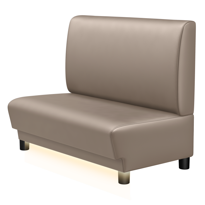 TATJANA | Gastro Lounge Bank | B:H 100 x 94 cm | Taupe | Glatt | Leder | LED