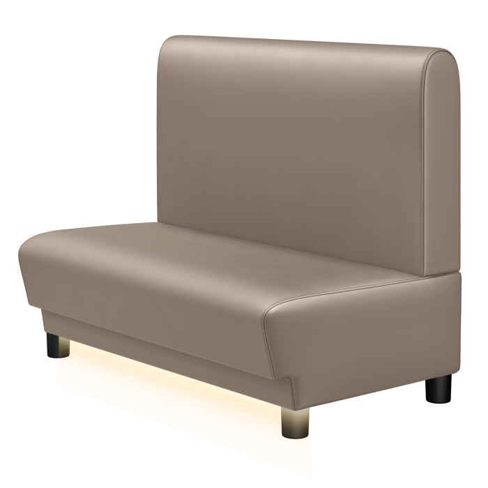 TATJANA | Gastrobank | B:H 100 x 103 cm | Taupe | Glatt/ Rund | Leder | LED