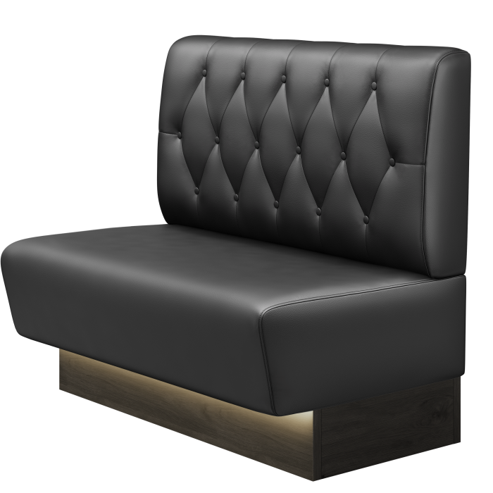 DENVER BIG | Gastrobank | B:H 100 x 103 cm | Schwarz | Chesterfield Raute | Leder | LED