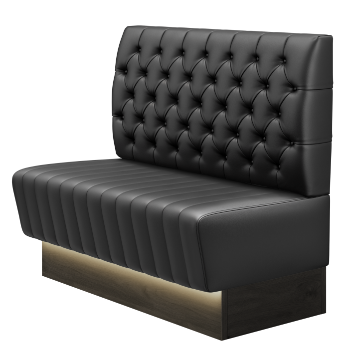MATILDA | Gastrobank | B:H 100 x 103 cm | Schwarz | Chesterfield | Leder | LED