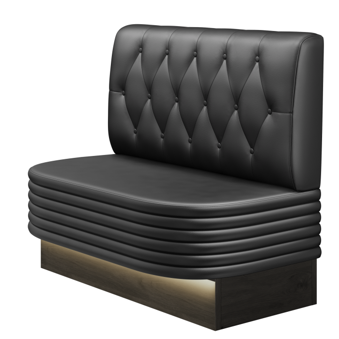 MATTHIAS | Gastrobank | B:H 100 x 103 cm | Schwarz | Chesterfield Raute | Leder | LED
