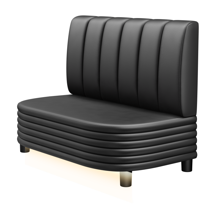 MATTHIAS | Gastro Lounge Bank | B:H 100 x 94 cm | Schwarz | Gestreift | Leder | LED