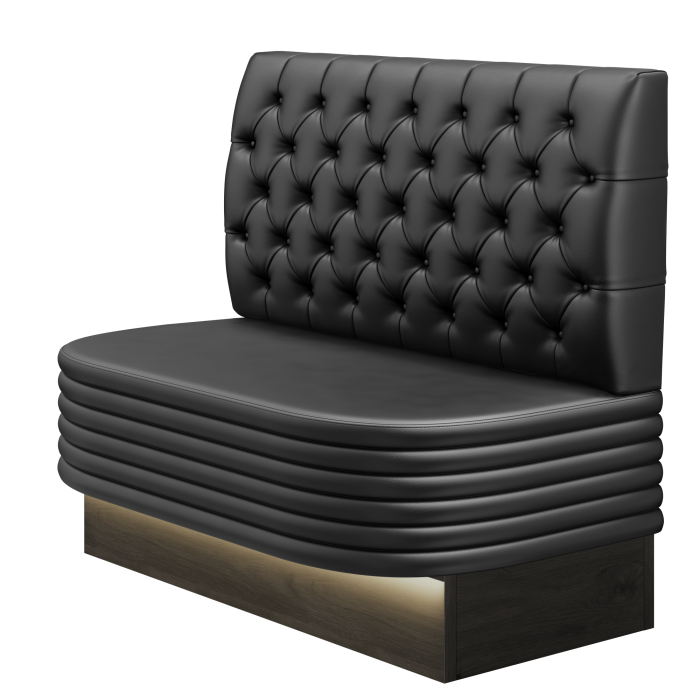 MATTHIAS | Gastrobank | B:H 100 x 103 cm | Schwarz | Chesterfield | Leder | LED