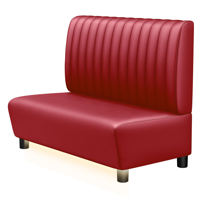 DENVER | Gastro Lounge Bank | B:H 100 x 94 cm | Rot | Gestreift | Leder | LED