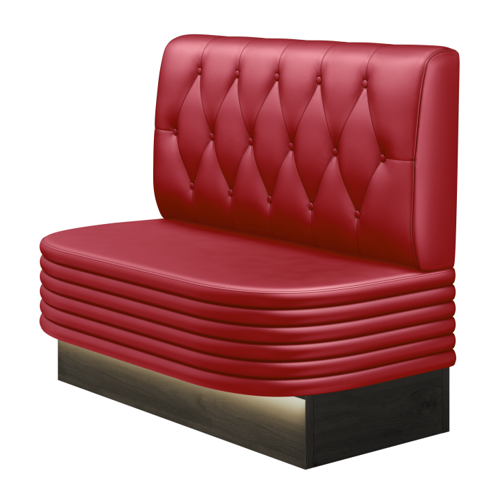 MATTHIAS | Gastrobank | B:H 100 x 103 cm | Rot | Chesterfield Raute | Leder | LED