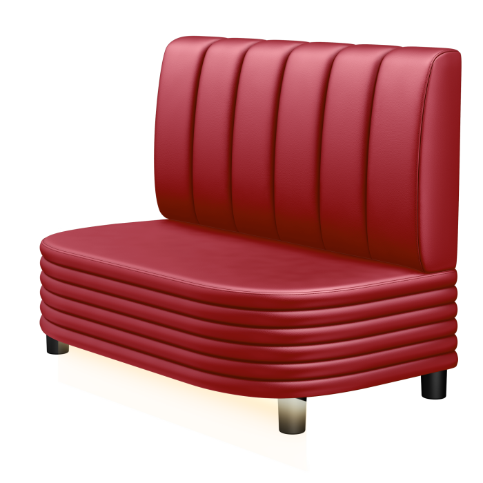 MATTHIAS | Gastro Lounge Bank | B:H 100 x 94 cm | Rot | Gestreift | Leder | LED