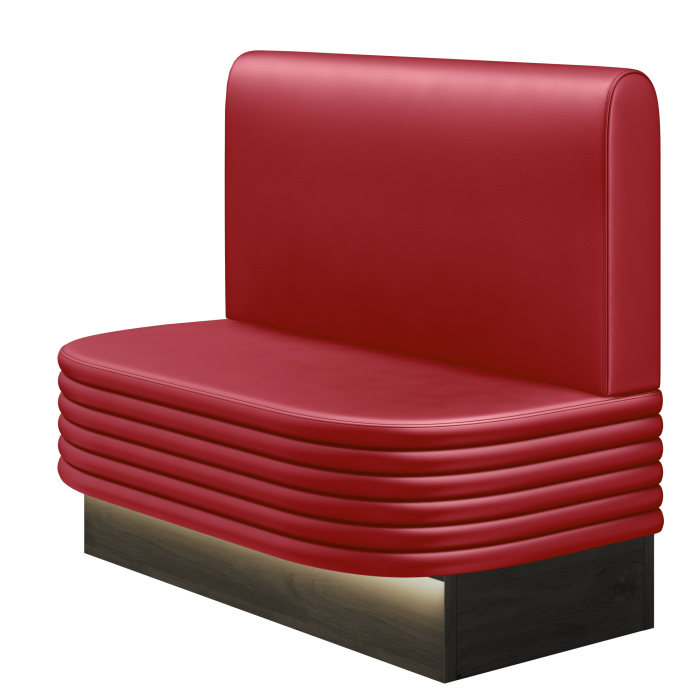 MATTHIAS | Gastrobank | B:H 100 x 103 cm | Rot | Glatt/ Rund | Leder | LED