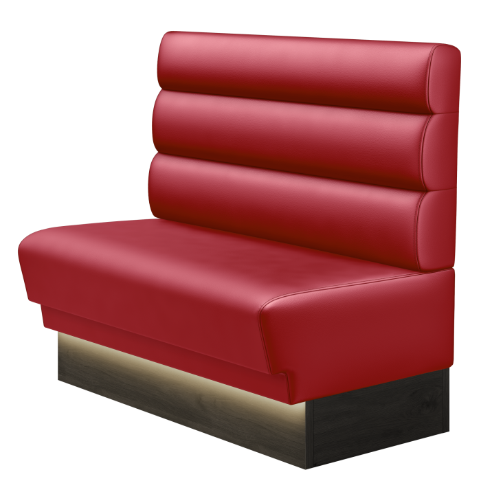 TATJANA | Gastrobank | B:H 100 x 103 cm | Rot | Horizontal Gestreift Rund | Leder | LED