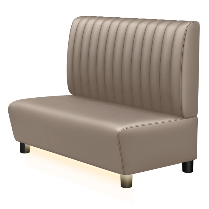 DENVER | Gastro Lounge Bank | B:H 100 x 94 cm | Taupe | Gestreift | Leder | LED