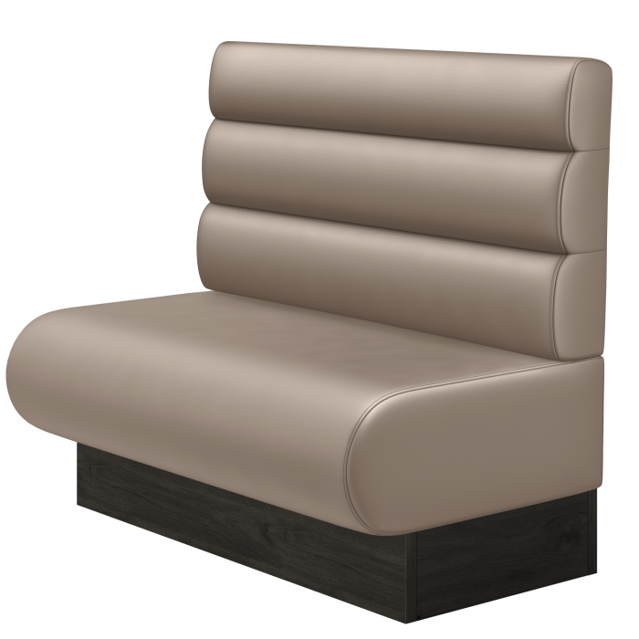 NINVA | Gastrobank | B:H 100 x 103 cm | Taupe | Horizontal Gestreift Rund | Leder