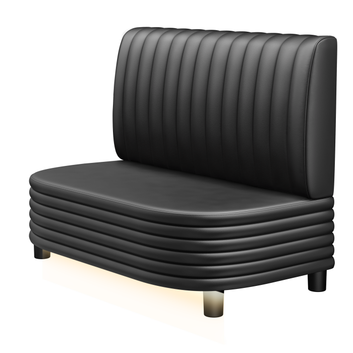 MATTHIAS | Gastro Lounge Bank | B:H 100 x 94 cm | Schwarz | Gestreift | Leder | LED