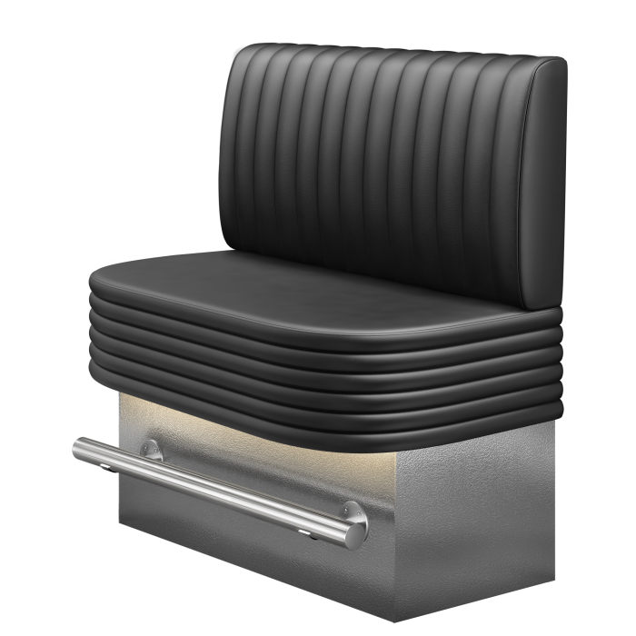 MATTHIAS | Gastro Hochbank | B:H 100 x 126 cm | Schwarz | Gestreift | Leder | LED