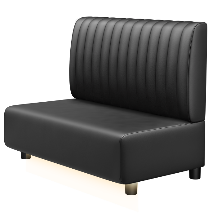 MELISSA | Gastro Lounge Bank | B:H 100 x 94 cm | Schwarz | Gestreift | Leder | LED