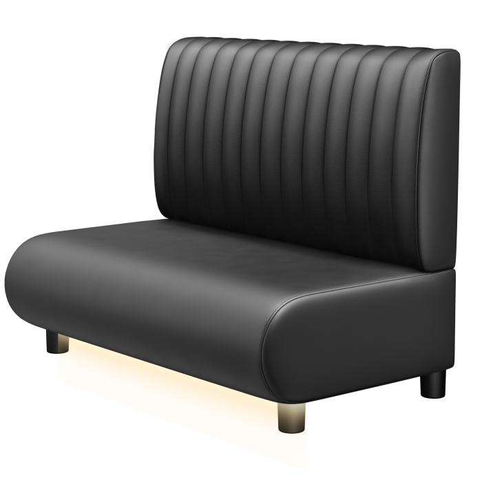 NINVA | Gastro Lounge Bank | B:H 100 x 94 cm | Schwarz | Gestreift | Leder | LED