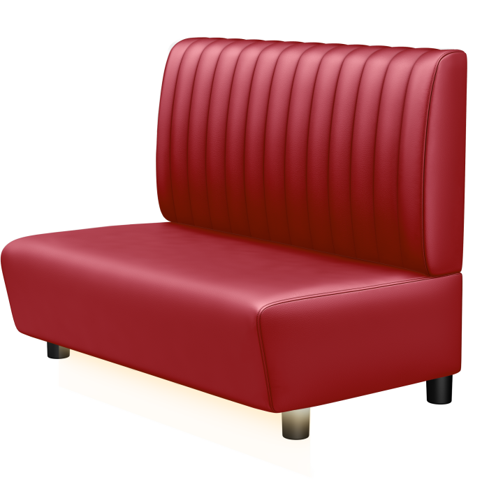 DENVER BIG | Gastro Lounge Bank | B:H 100 x 94 cm | Rot | Gestreift | Leder | LED