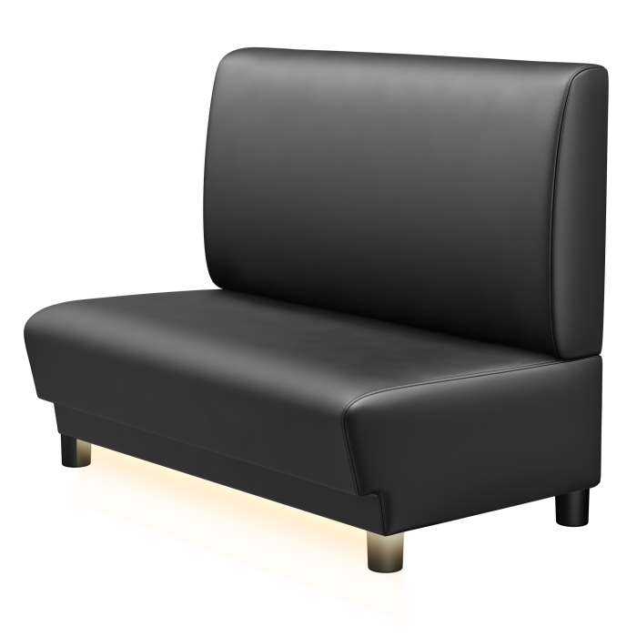 TATJANA | Gastrobank | B:H 100 x 103 cm | Schwarz | Glatt | Leder | LED