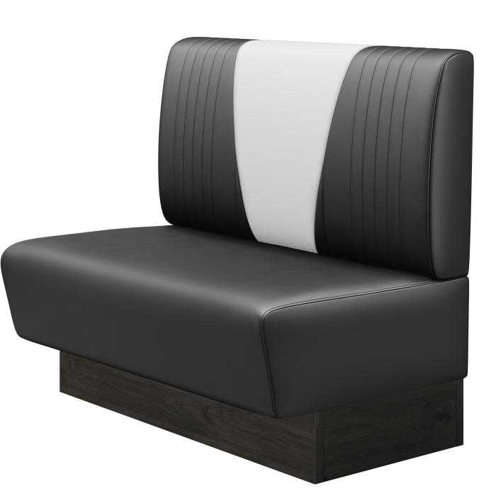 DINER V | Gastrobank | B:H 100 x 103 cm | Schwarz | Gestreift | Leder