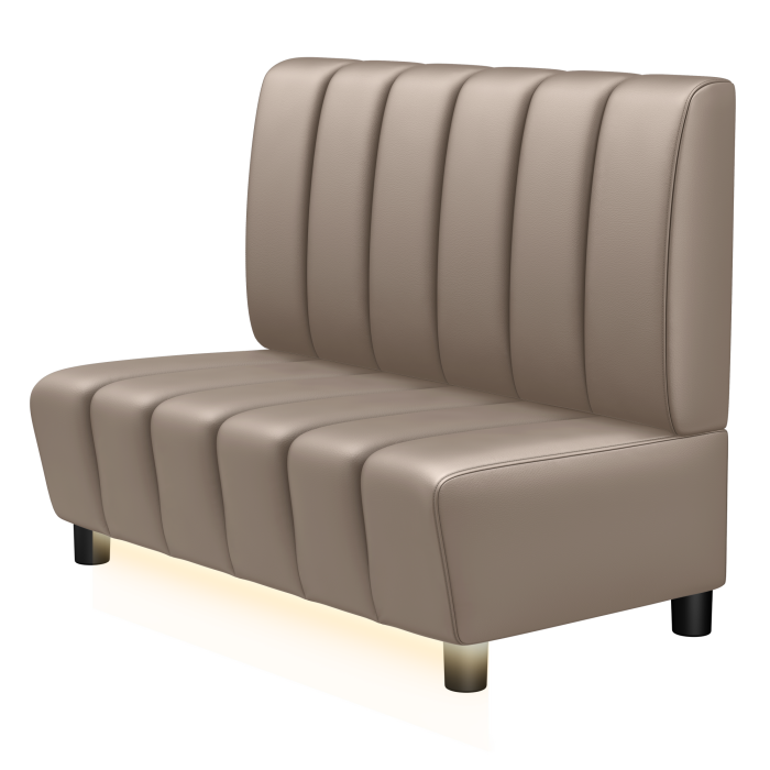 TANJA | Gastrobank | B:H 100 x 103 cm | Taupe | Gestreift | Leder | LED