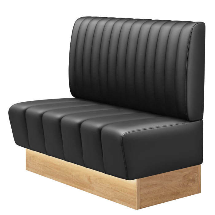 TANJA | Gastrobank | B:H 100 x 103 cm | Schwarz | Gestreift | Leder | LED