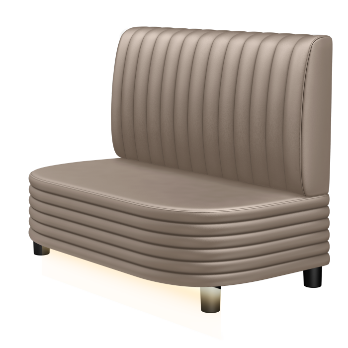 MATTHIAS | Gastrobank | B:H 100 x 103 cm | Taupe | Gestreift | Leder | LED